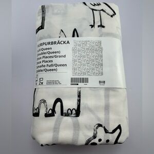 NEW IKEA Purpurbracka Full/Queen Duvet Cover and 2 Pillowcases Animals Cats Dogs